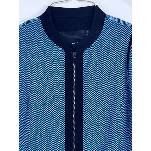Carlisle Women's  6 Blue/Black Chevron Print Zip Front Long Sleeve Suit Jacket - Picture 6 of 7